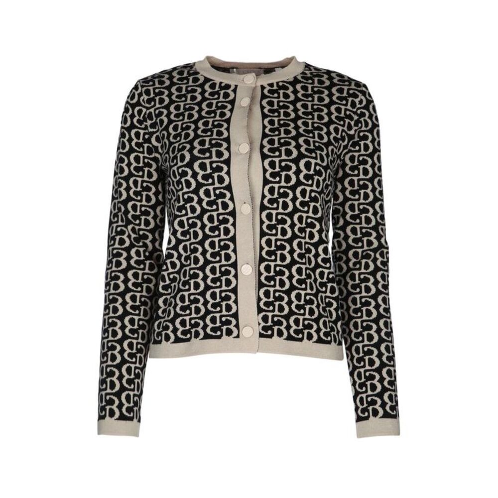 I BLUES All-Over Logo Knit Cardigan Women BLACK/BEIGE Sweaters & Knitwear